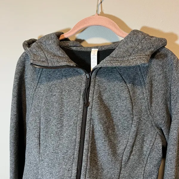 Lululemon Scuba Hoodie Full Zip Heathered Grey Fleece Sweatshirt Women's 8 - Image 2