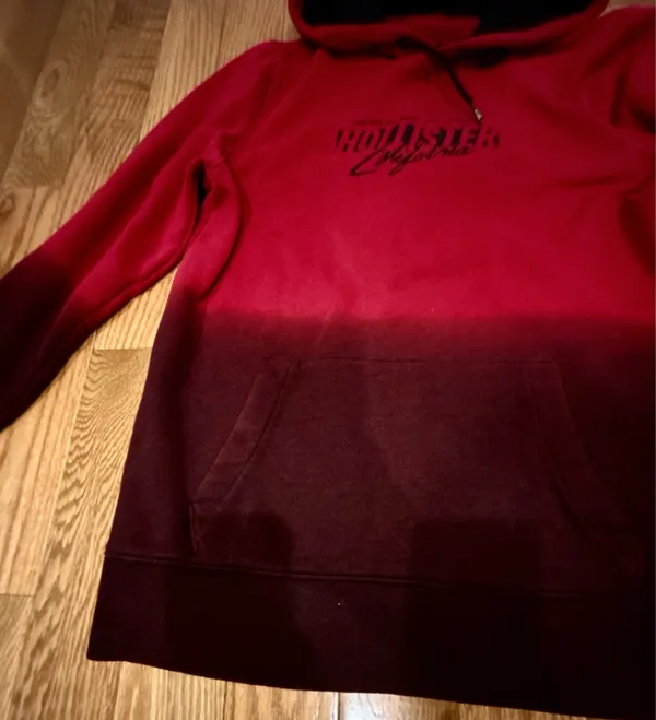 Hollister California logo graphic kangaroo ombre burgundy oversized hoodie M - Image 12