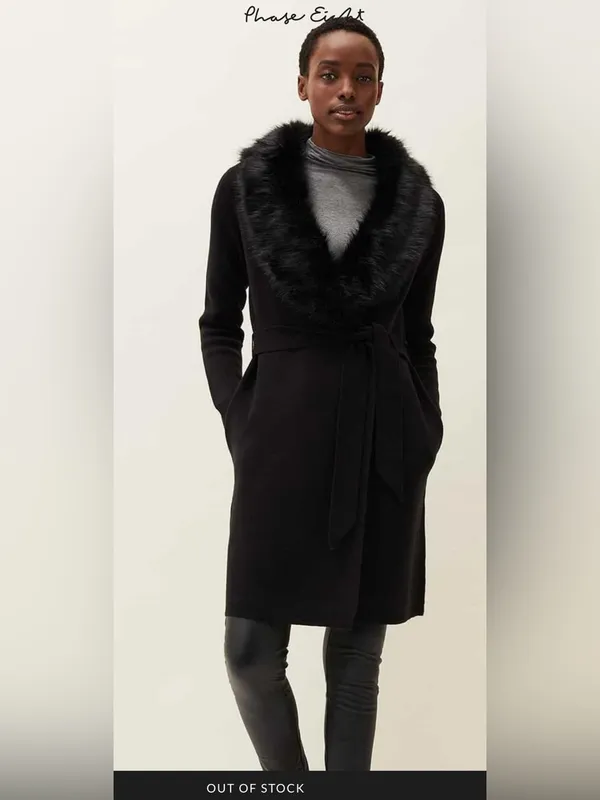 NWT Edessa Faux-Fur Trim Wrap sweater Coat - Image 11