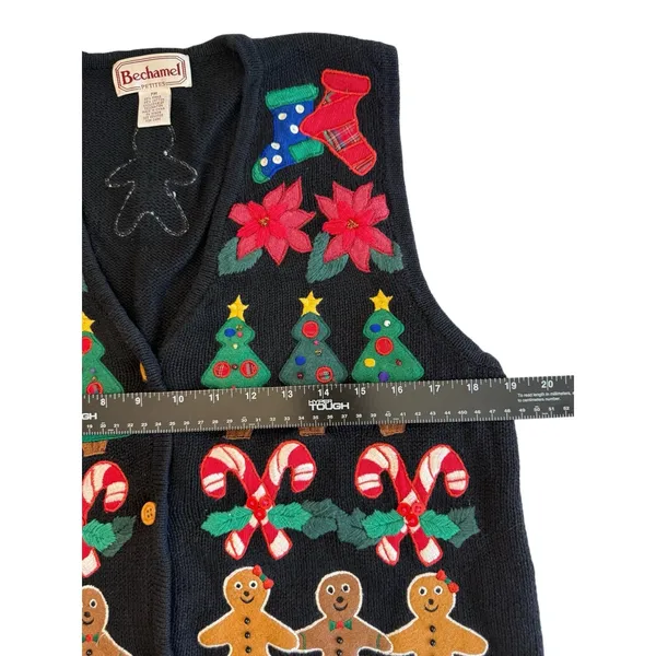 VTG Bechamel Knit Christmas Sweater Vest Novelty Holiday, Ugly, Teacher L-XL EUC - Image 3