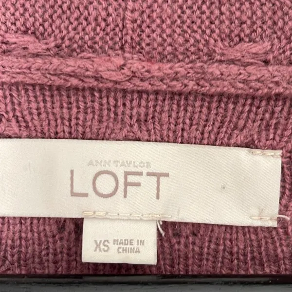 LOFT‎ Womens Cardigan Sweater Open Front Pocket Ribbed Knit Rose Pink Size XS - Image 4