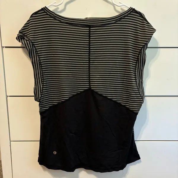 Lululemon Get Sweat Tee Silver Stripe Black Slate / Black - Image 3