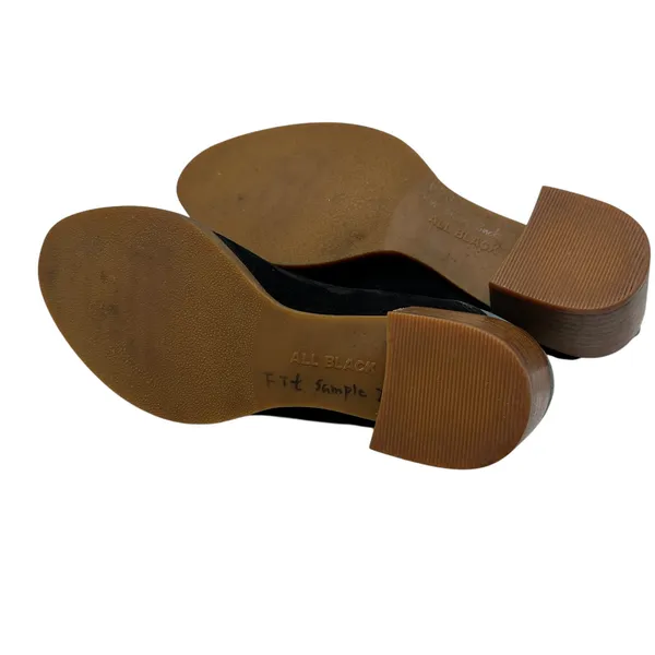All Black Mules Heel Collapsible Back Slip On Suede Leather Black‎ Blue Sample - Image 12