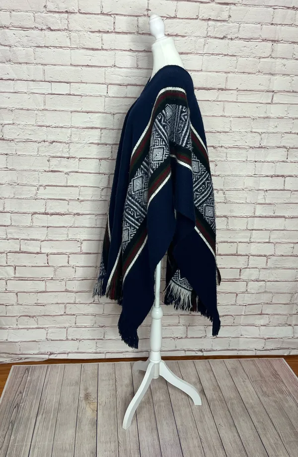Tejidos Imalaya Wool Ecuadorian Made Southwest Blanket Poncho Wrap EUC One Size - Image 3