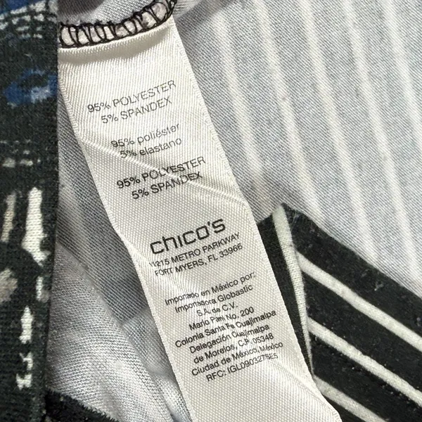 Zenergy by Chico's Womens Paisley Striped Lace Trim‎ 3/4 Sleeve Top Size 0 S - Image 5