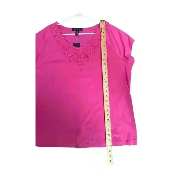 Lauren Ralph Lauren Womens‎ Magenta Peasant Short Sleeve, 2x - Image 5