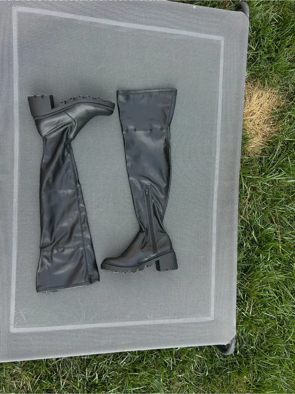 JUSTFAB • Black Jordane Lug Sole Over-The-Knee‎ Boots size 9 fall winter chunky - Image 5