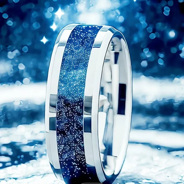 Women’s Luxury 316L Stainless Steel Silver Nebula Design 8mm Band Size 7 - Image 4