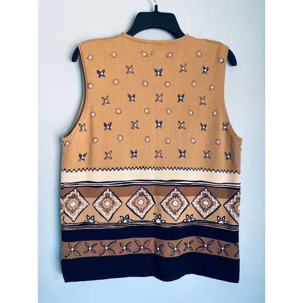 Vintage 90s Hand Embroidered Sweater Vest Susan Bristol Casuals Med Cottagecore - Image 4