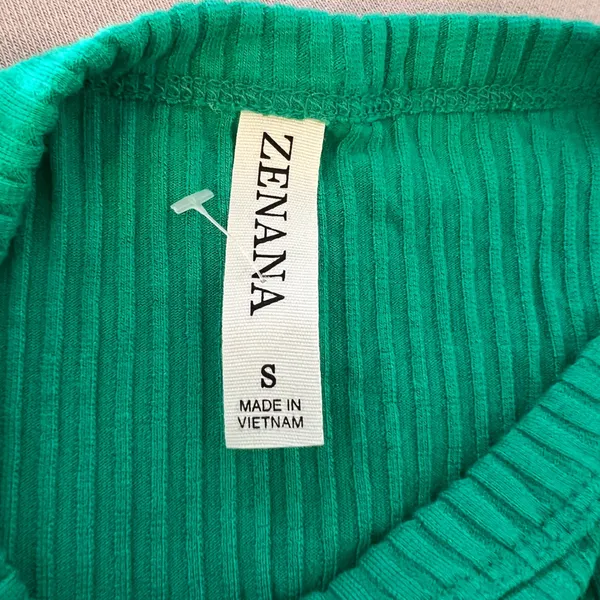 1436 | Zenana Ribbed High Neck Cropped Tank‎ Top Minimalist Y2K Green Womens S - Image 5