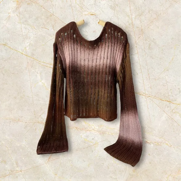 Arizona Jean‎ Co. Women’s Knit Sweater Size M Brown Ombre Bell Sleeve NWT - Image 2