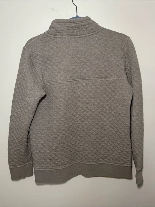 Patagonia Quilted Snap-Front Pullover Light Gray Organic Cotton Small Sweater - Image 7
