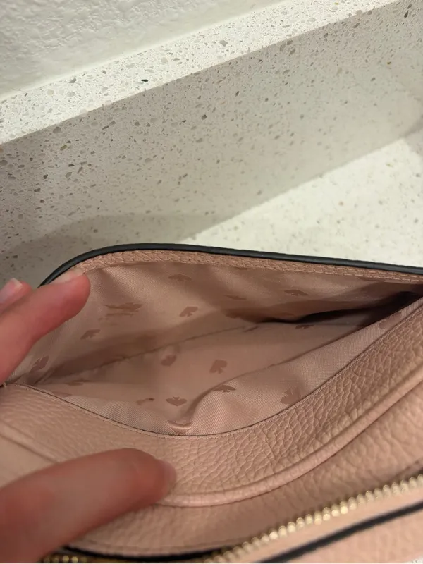 Kate Spade Purse Glitter Pink Leather Camera Bag Crossbody Pebbled Leather EUC - Image 13