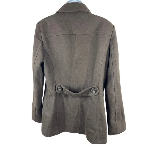 Anne Klein Brown Double Breasted Short Length Wool Blend M Lined Peacoat - Image 2