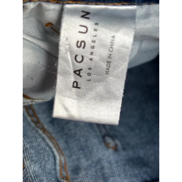 PacSun Los Angeles High Waisted Distressed Mom Jeans Medium Wash Blue Ripped - Image 7