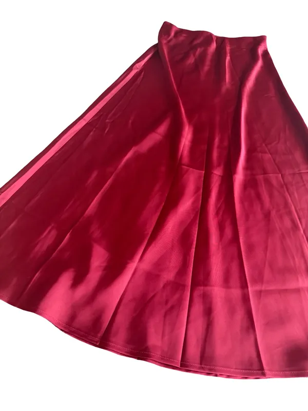 New Fashion Burgundy Satin Maxi Skirt Flowy Black Tie Wedding Guest Medium NWT - Image 6