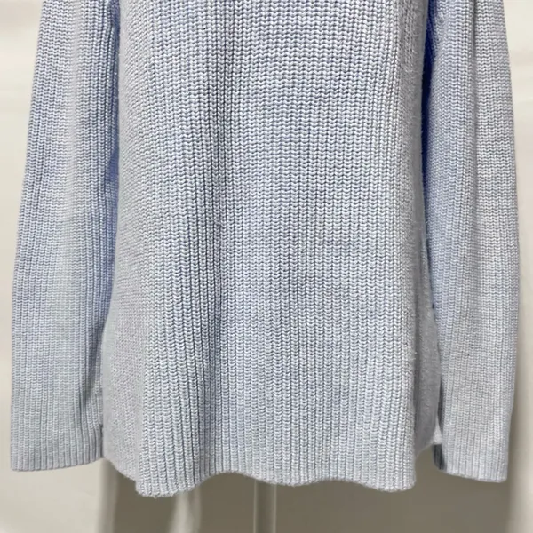 J Crew Cotton V-Neck Vented Hem Tunic Sweater AV009 Light Blue Size Medium - Image 4