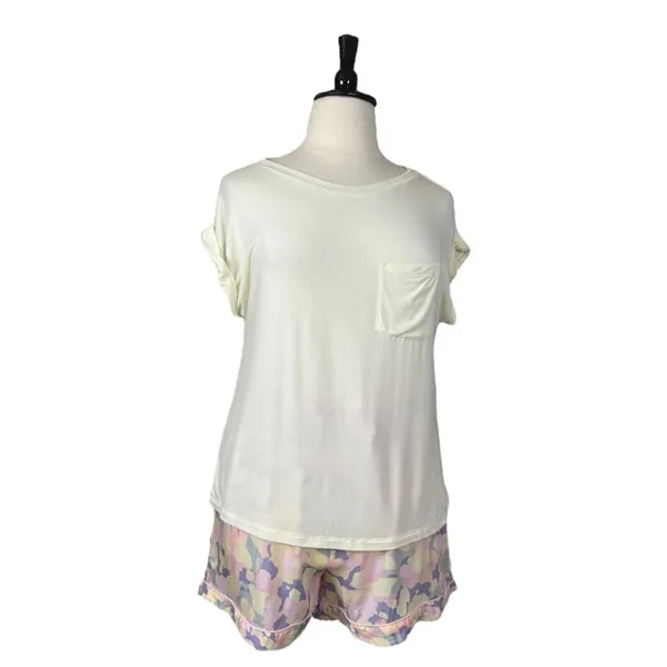 Stars Above Pajamas Sleepwear 3 Piece Short Tee Set Shirt Yellow Floral XL/XXL - Image 5