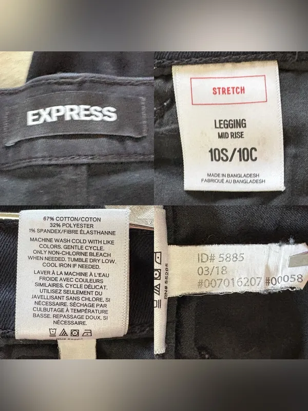 Express Stretch Mid Rise Leggings Size 10S Black - Image 7