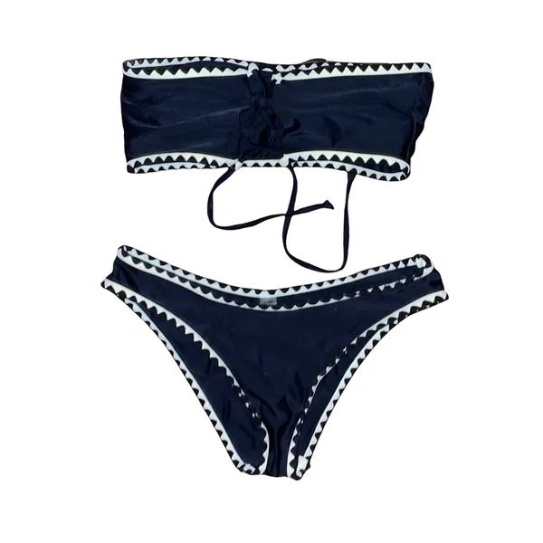 SheIn Whip Stitch Lace Up Bandeau Bikini - Image 4