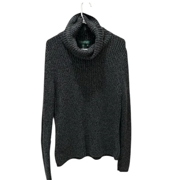 Lauren Ralph Lauren Cashmere Silk Blend Luxe Metallic Sweater XL - Image 2