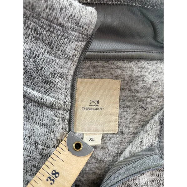 Thread & Supply Heather Grey Quarter Zip Fleece Pullover XL Gray - Image 5