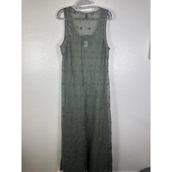 Universal Threads Womens Green Lace Sleeveless Maxi Dress Floral Sheer Size L NWT - Image 2