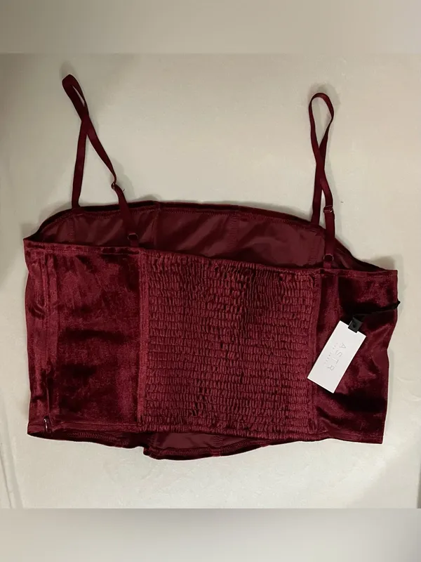Astr The Label NWT Velvet Corset Cami Top Burgundy Wine Size XL - Image 3