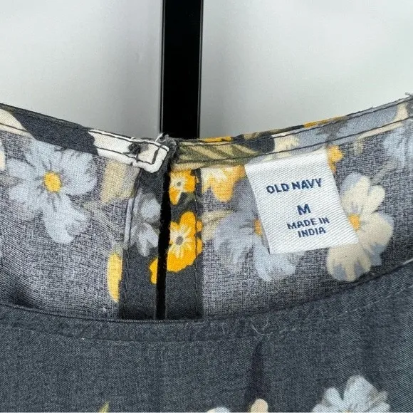 Old Navy Sheath Midi Dress Womens M Blue Floral Bell Sleeves Flowy Summer Tunic - Image 3