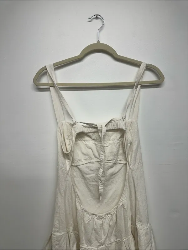 Free People Azasia Mini Dress - Ivory - Open Back - Size L - Image 13