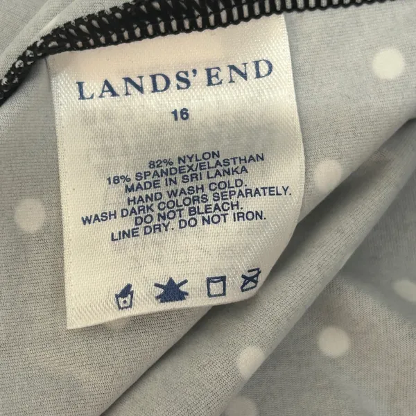 Lands End Black White Polka Dot Tankini Swim Top Size 16 Adjustable Straps - Image 6