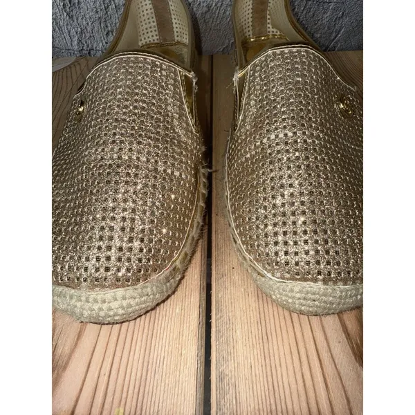 Michael Kors Kendrick Slip On Pixie Fine Perforated Espadrille Flat Gold Size 10 - Image 4
