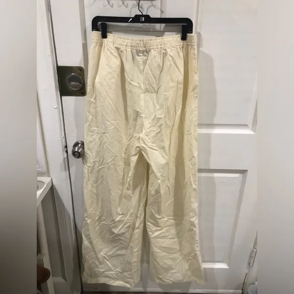 NWT Pretty Little Thing Tall Stone Linen Extreme Wide Leg Pants Trousers Medium - Image 10