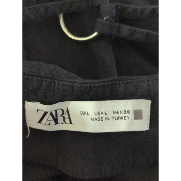 Zara Black Ruched Side Midi Dress Strapy High Slit‎ Women's Large Party Cocktail - Image 13