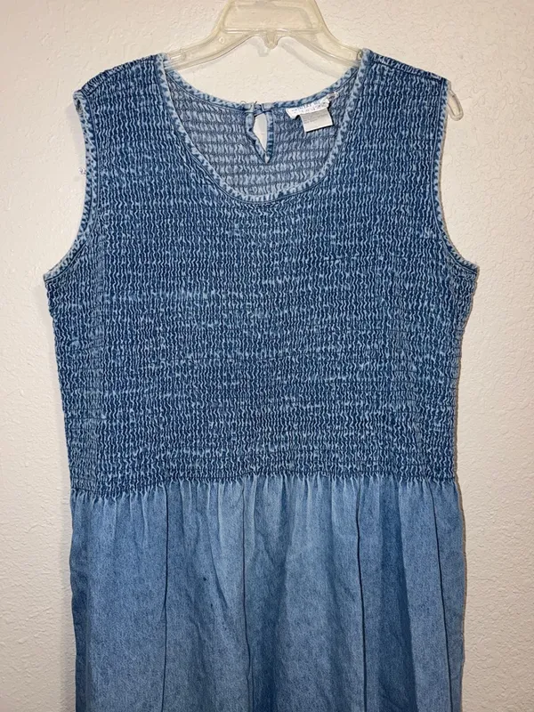 Vintage Jean dress Denim Jean Dress Jumper sleeveless cottagecore teacher - Image 3