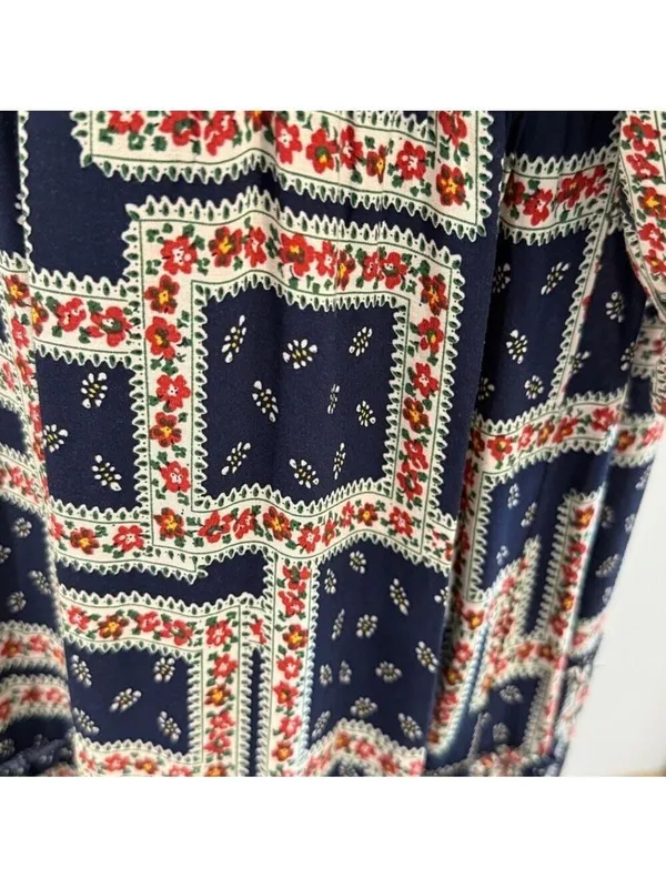 Natural Life Collette Tiered Maxi Dress Navy Scarf Print Size XS Beachy Boho - Image 5