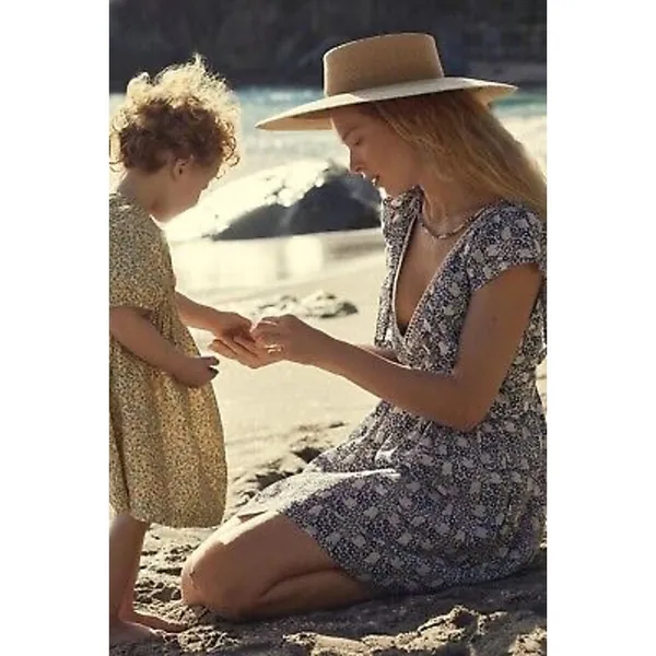 Anthropologie V-neck Plunge Tunic Mini Dress Women’s Small Floral Blue‎ White - Image 3