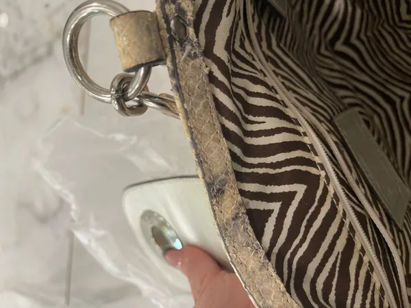 Coach Hampton Straw & Python Snakeskin Leather Trim Tote - Image 6