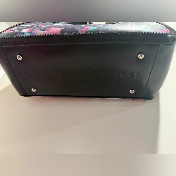 Vintage Charles Jourdan Floral‎ Black Handbag - Image 5