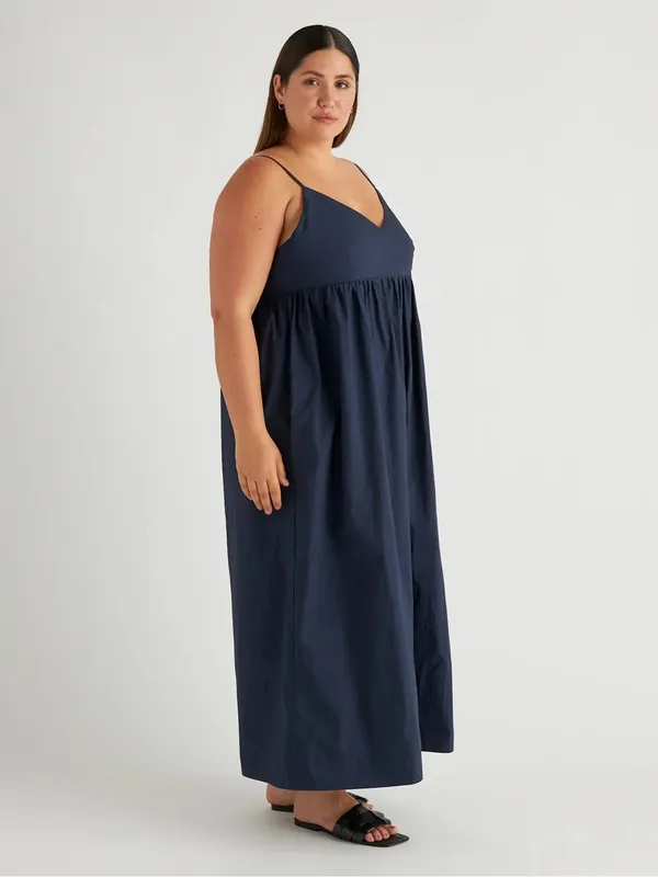 Quince Navy 100% Organic Cotton Sleeveless Maxi Dress, Size XS - Image 3