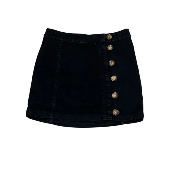 Free People Women's Black Button-Up Mini Skirt Size 6 Casual Party - Image 4