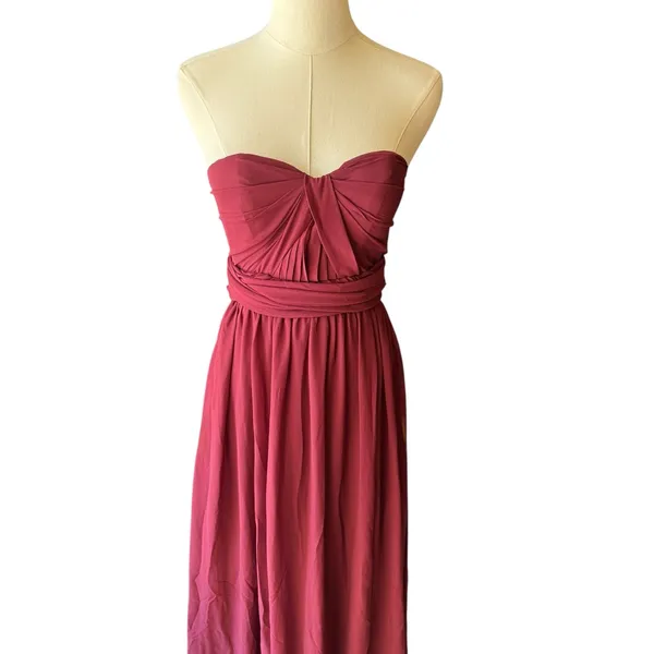 Birdy Grey - NWT Grace Chiffon Cabernet Strapless Bridesmaid Gown Sz XS - Image 3