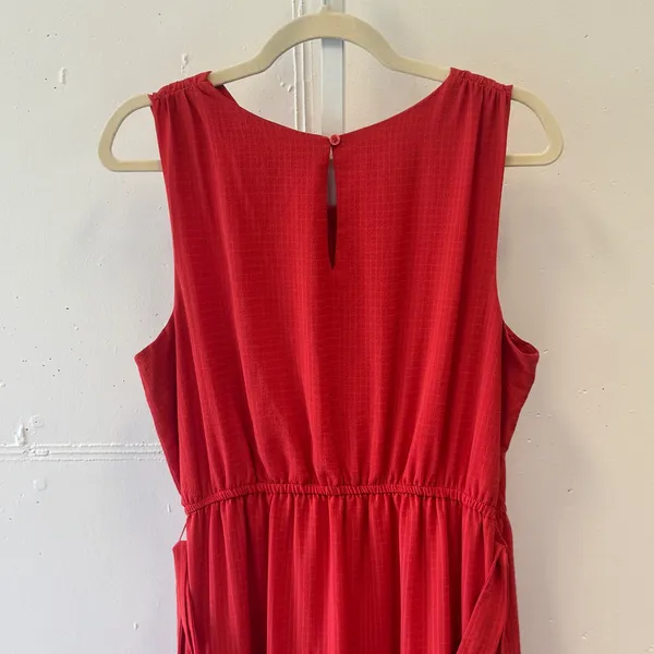 Simply Vera Vera Wang Red Coral Sleeveless Tiered Midi Dress Elastic Waist Lg - Image 5