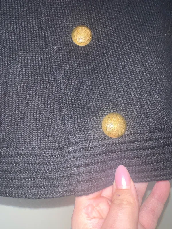 Lauren Ralph Lauren Black Military Knit Jacket Gold Crest Buttons Small‎ - Image 11