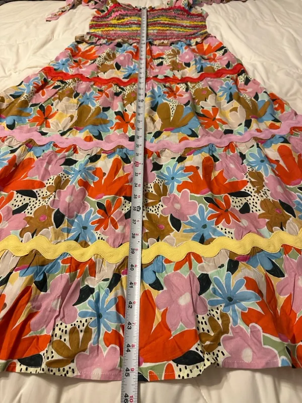 CeliaB Nilsa Multicolor Floral Smocked Midi Dress w/ Tie Straps - NWT - Size L - Image 16