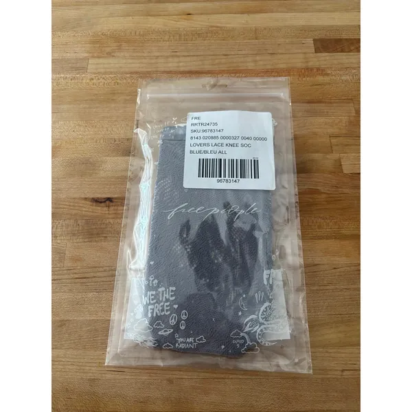 Free People Intimately Lovers Lace Knee High Sock One Size Blue Sheer - Image 3