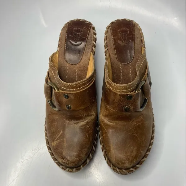 Vintage Frye‎ Charlotte ring leather mules clogs size 7 - Image 6
