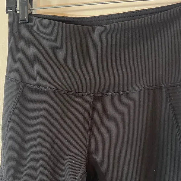 Zella High Waist Ribbed Moto Black Gym Leggings - Image 4