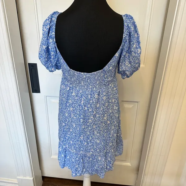 Altar’d State Empire Waist V Nevk Floral Blue Mini Dress NWOT - Image 5
