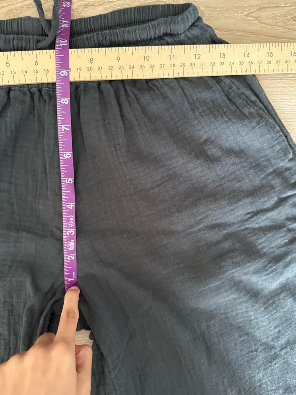 Pact XS Coastal Double Gauze Split Hem Pants Organic Wide Leg Charcoal Lounge - Image 5